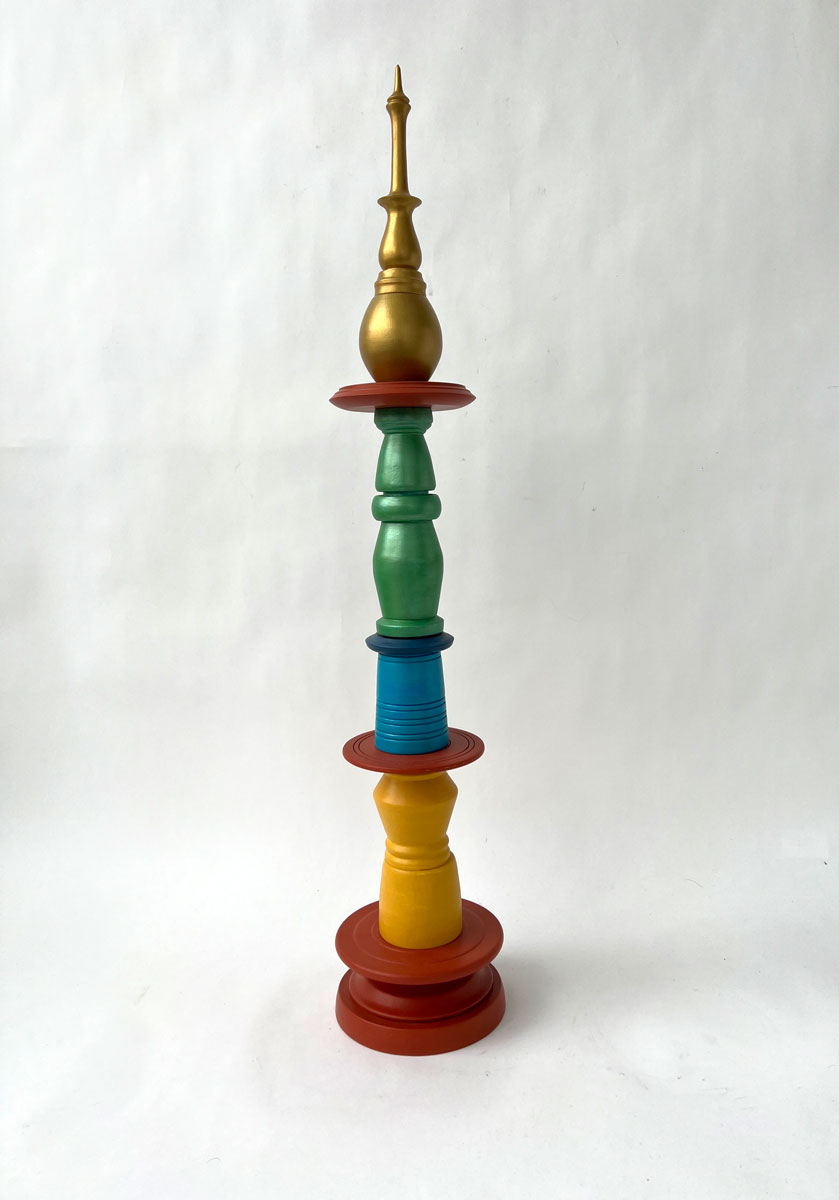 1. Painted Wood Totem (0173)