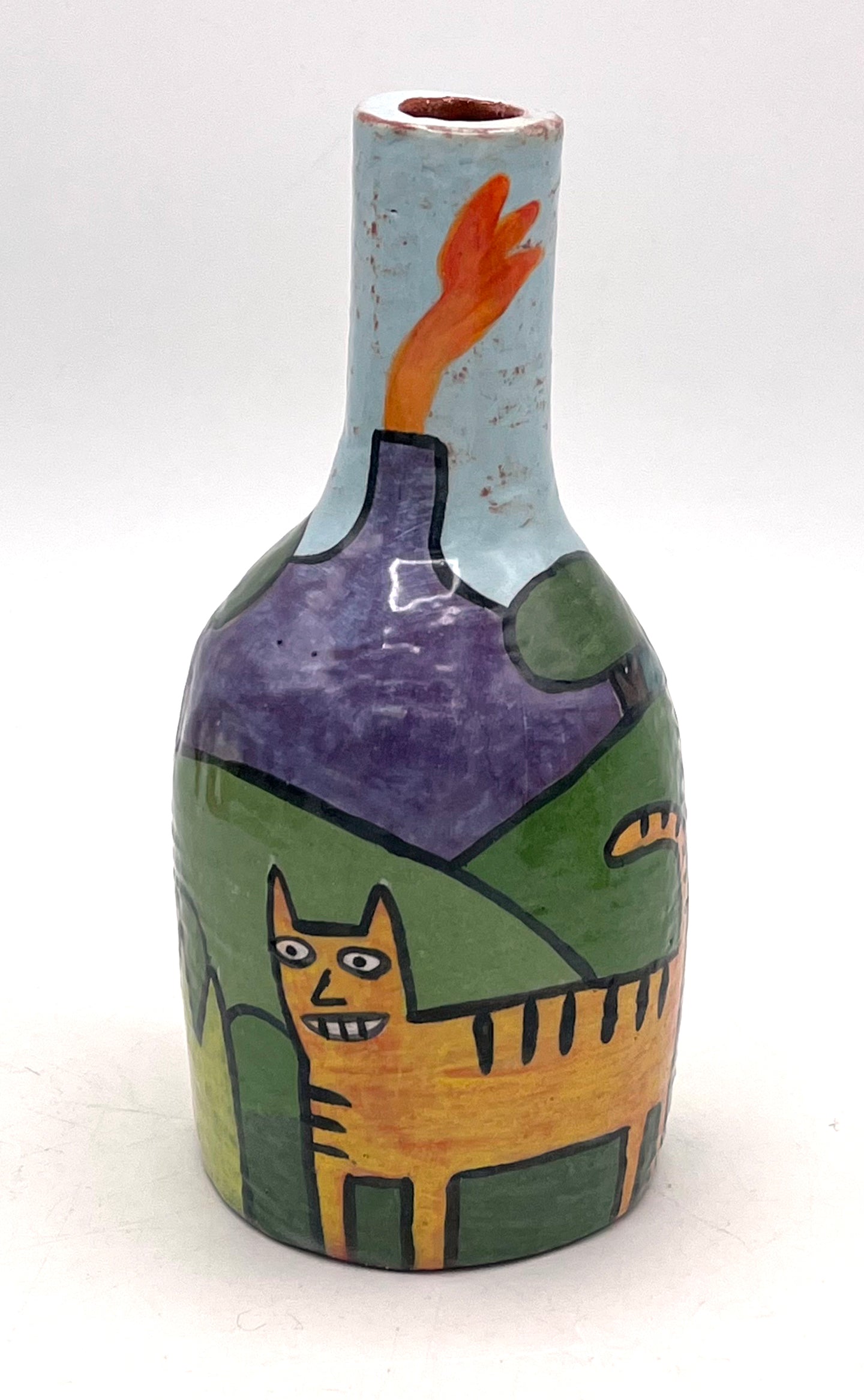 110. Bottle Vase Orange Cat