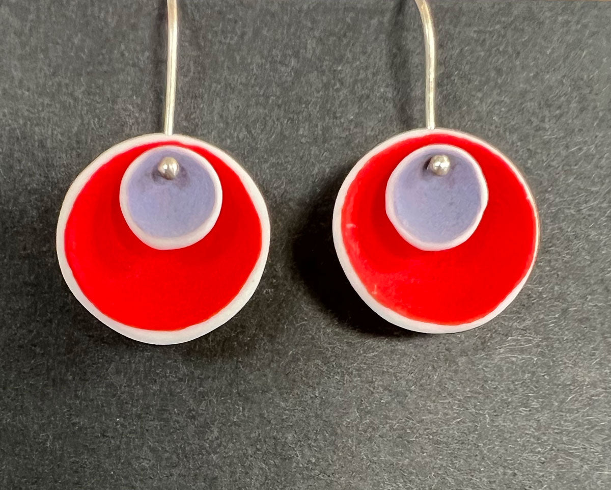117. Red Purple Nested Earring