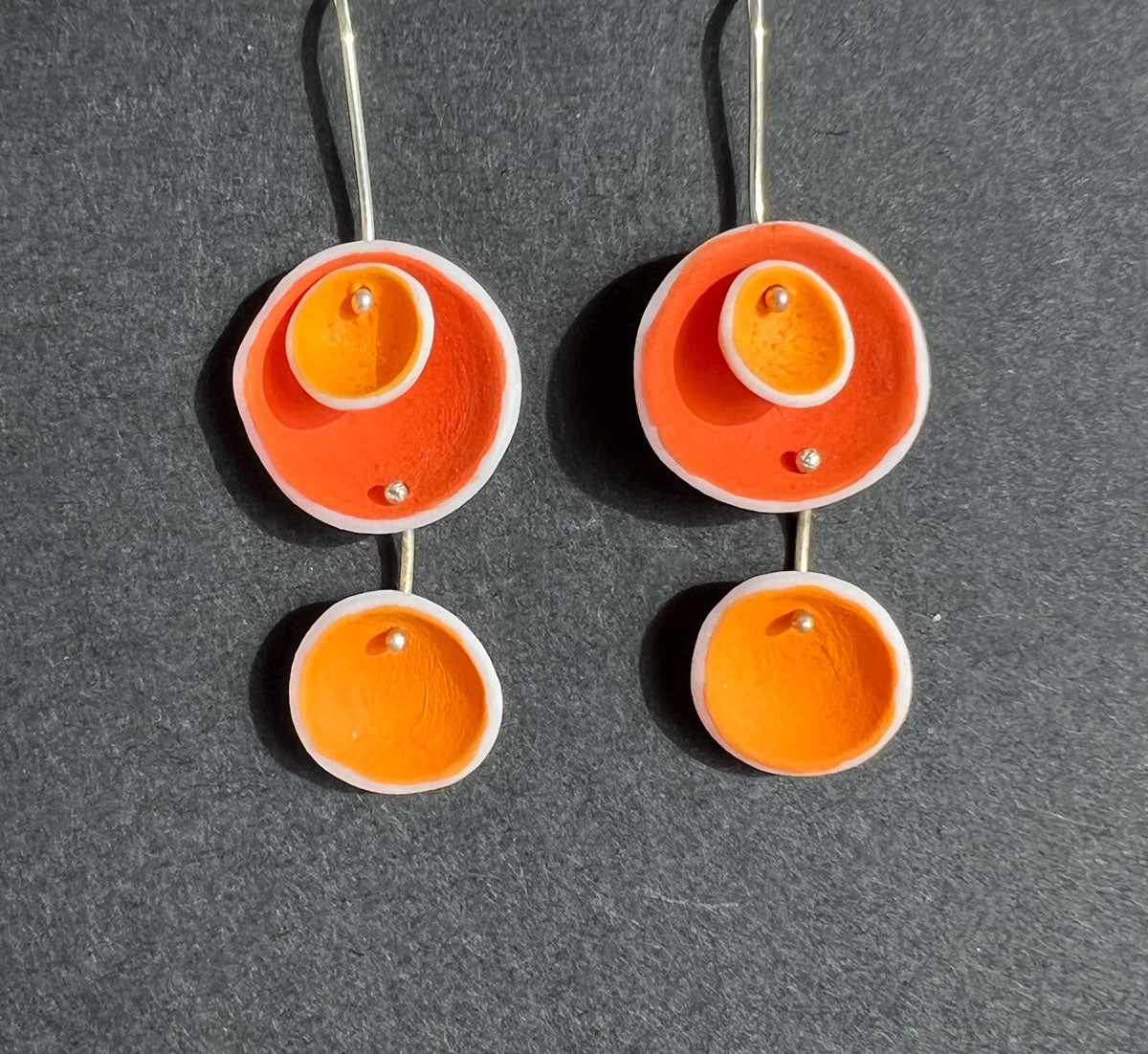122. Orange Dangle Nested Earring