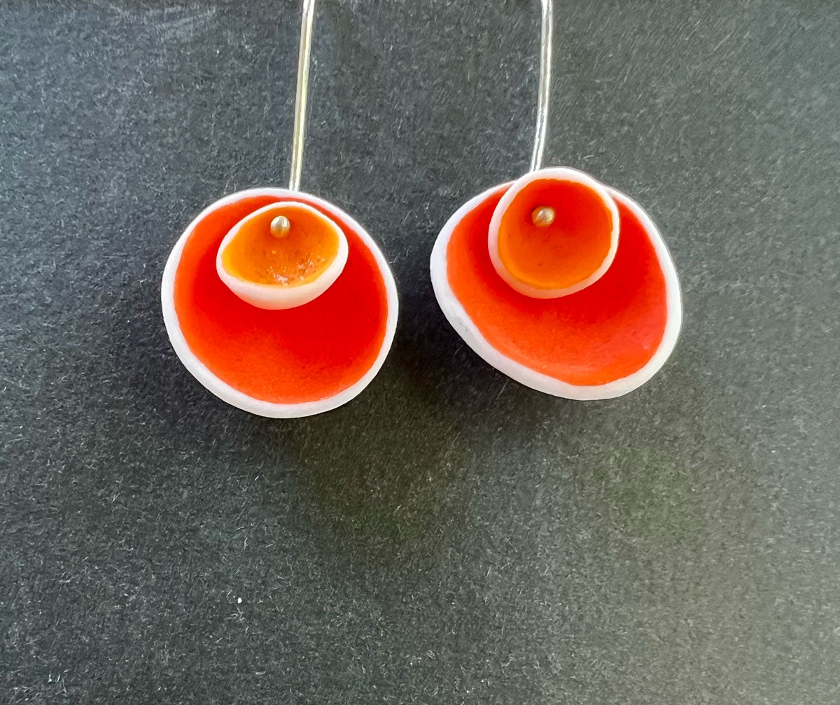 138. Orange Double Nest Earring