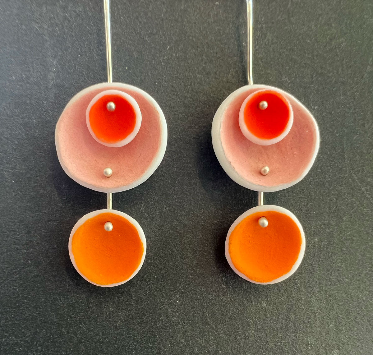 142. Orange Double Nest Drop Earring