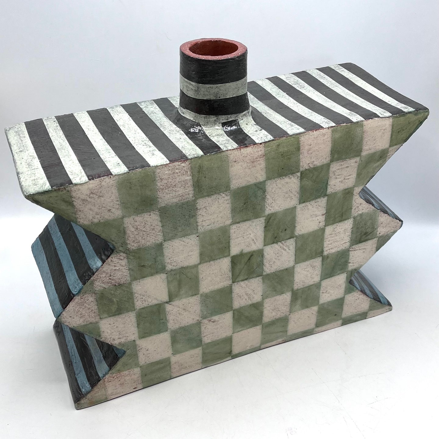 146. Checkered Zigzag Vase