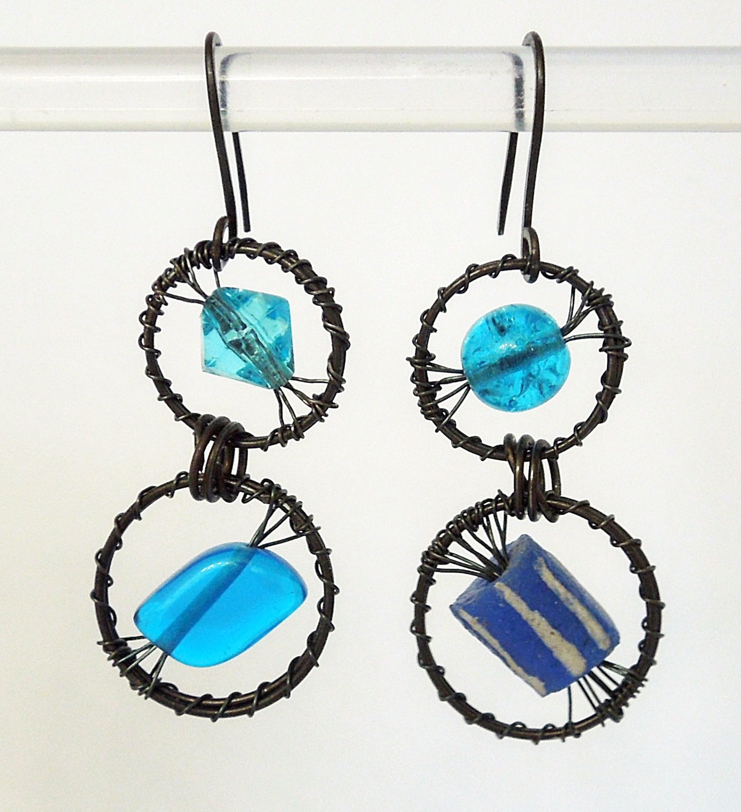 16. Circle Doubles in Annealed Steel Earring