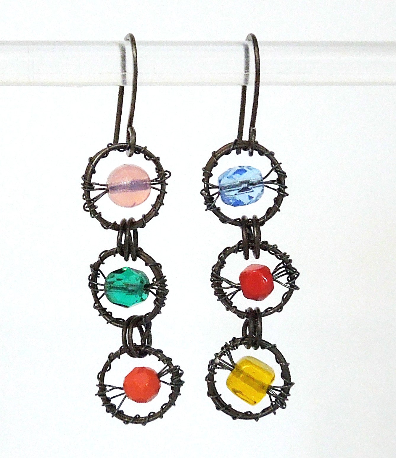 17. Circle Triples in Annealed Steel Earring