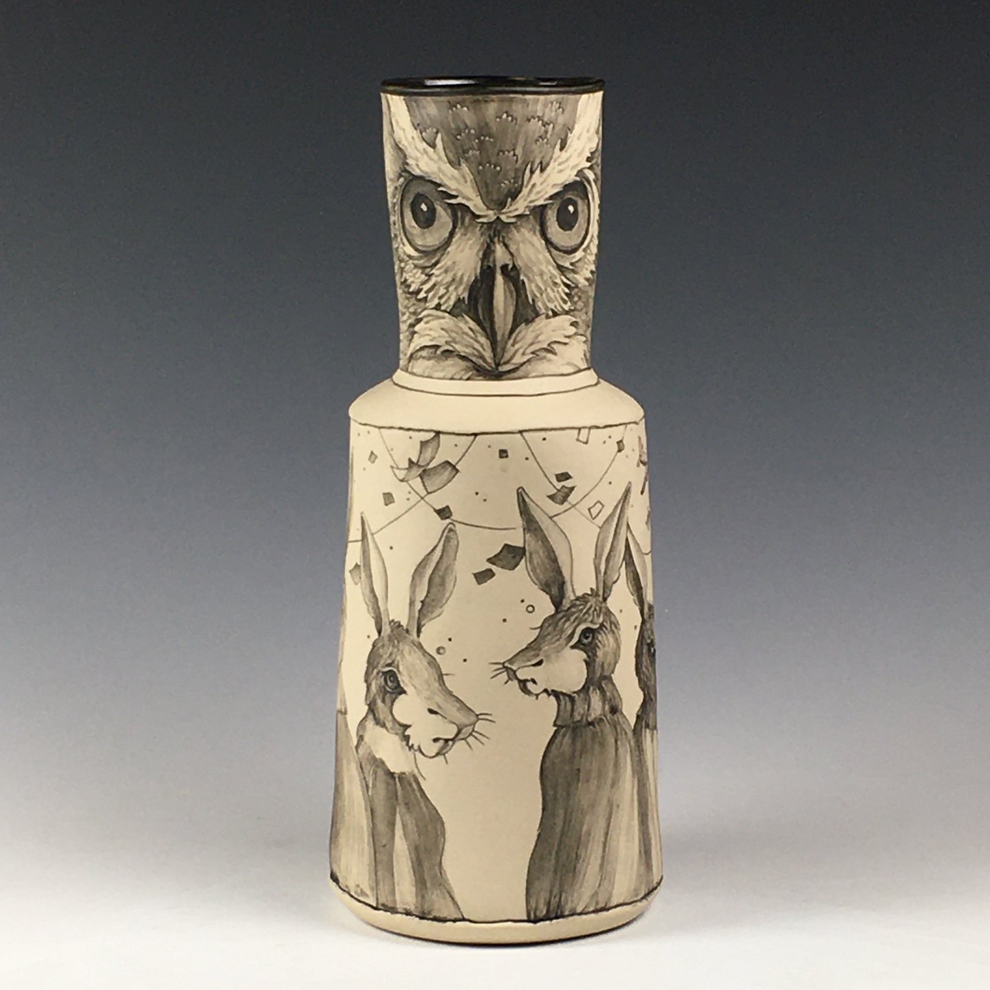 111. Owl/Rabbits Vase