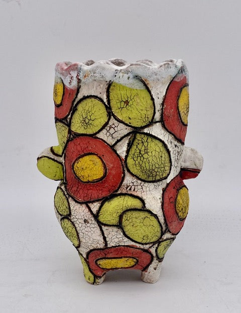 329. White Vase w/ Red Flowers