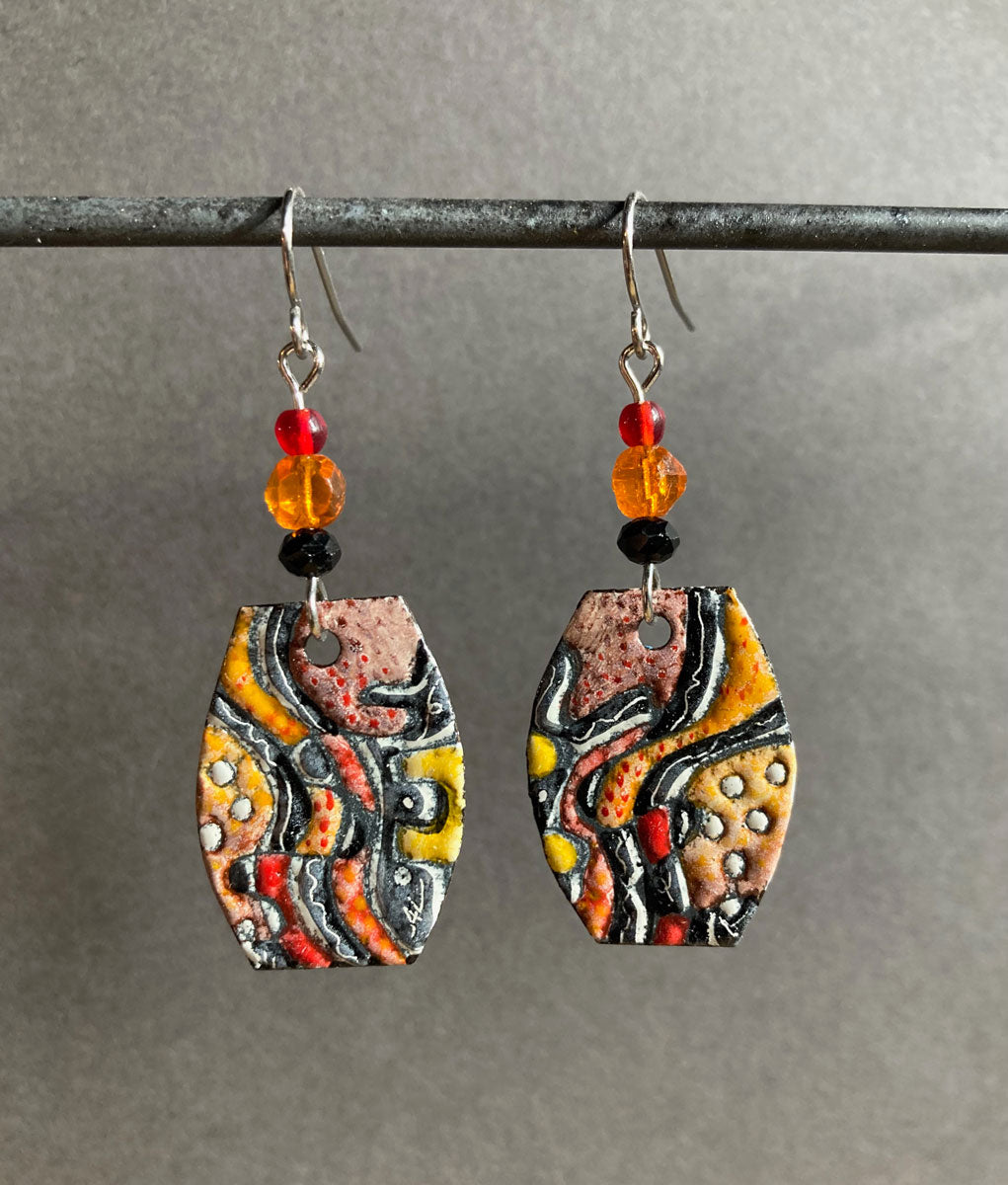 316. Abstract Party Earrings - Fall Colors