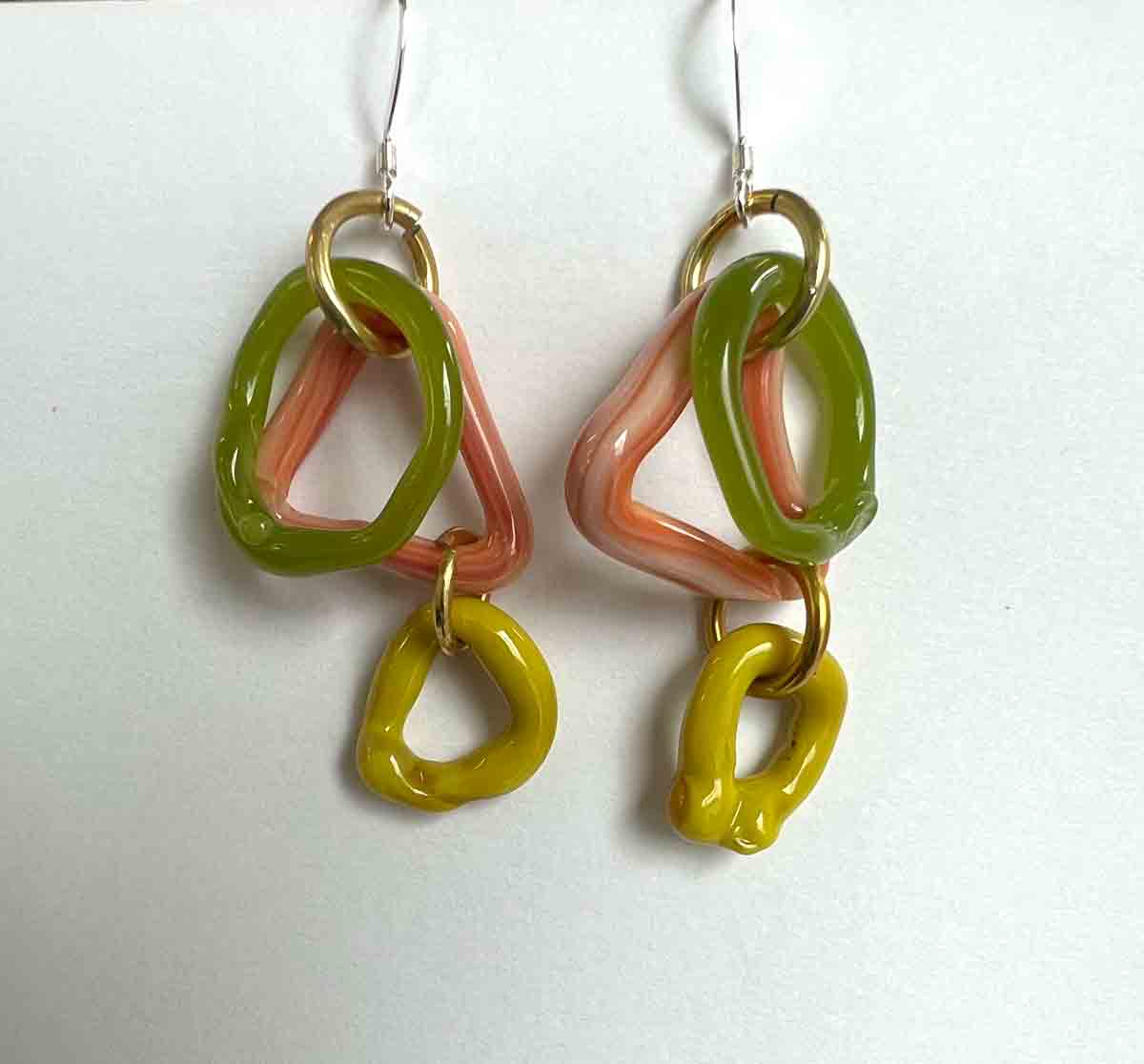 34. Orange Green Lamp Work Earrings