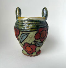 Load image into Gallery viewer, 368. Medium Green w/ Red Flowers Vase
