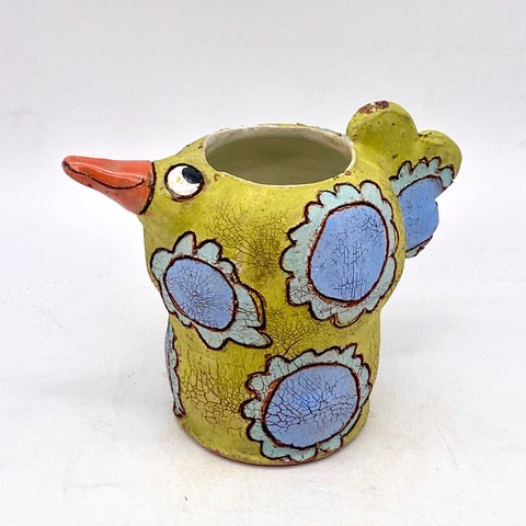 399. Chartreuse Bird Vase