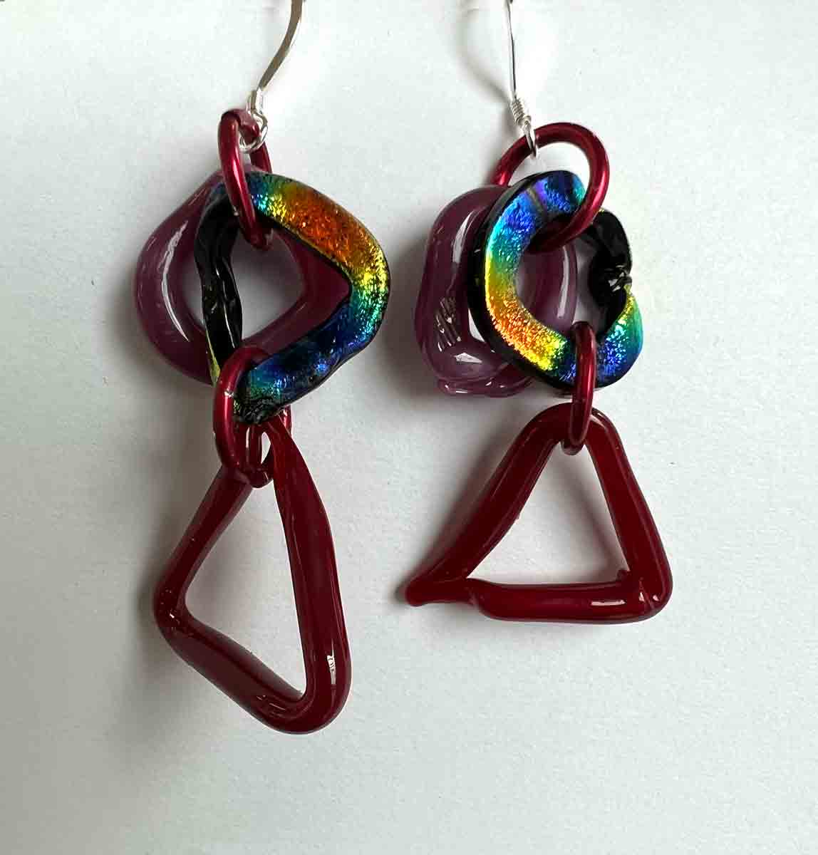 41. Rainbow Dichroic Lamp Work Earrings