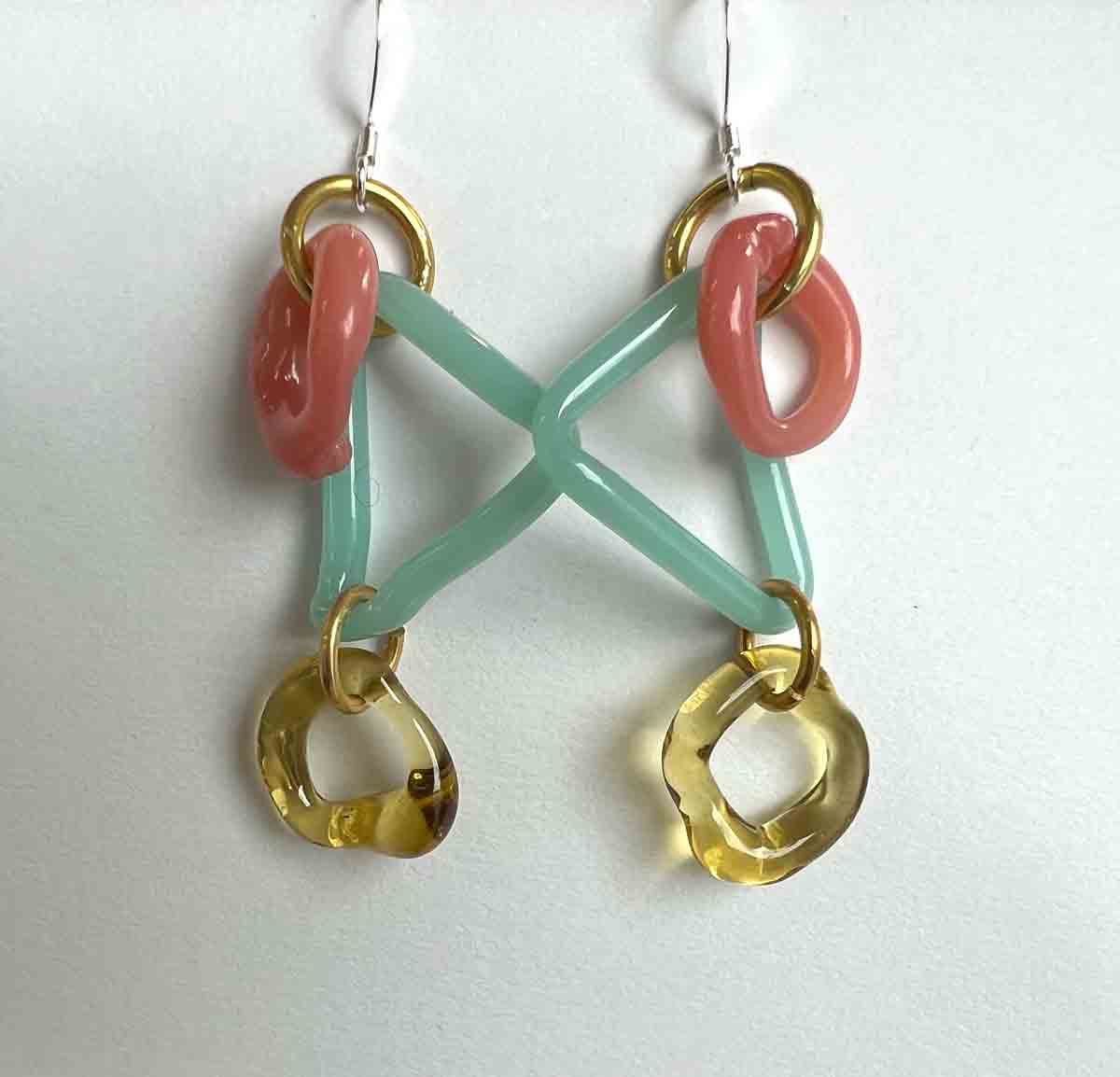 43. Teal Lamp Work Earrings