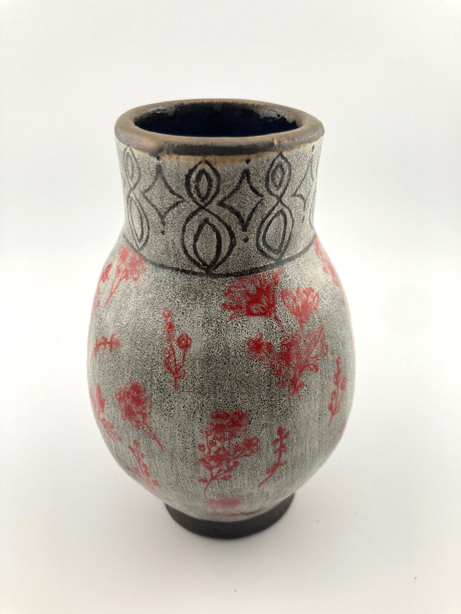 68. Bud Vase A1 (white w/ red flowers)