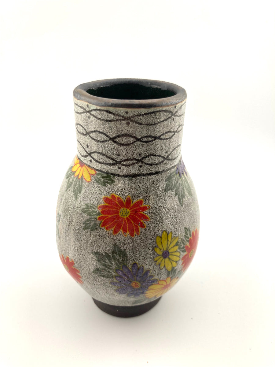 70. Bud Vase A3 (white w/ multi-colored flowers)