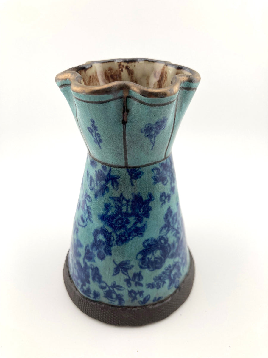 73. Bud Vase B1 (blue w/ blue flowers)