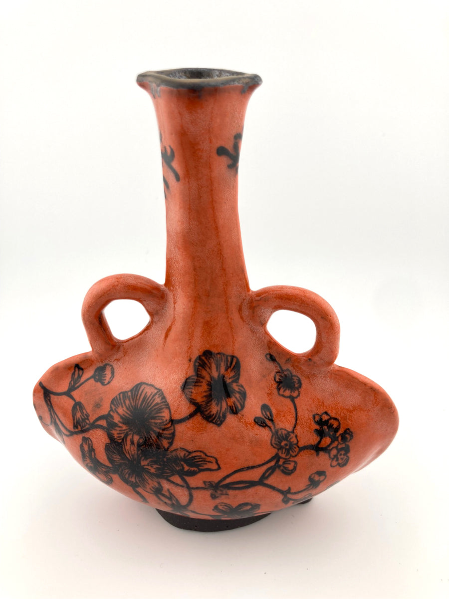 78. Bud Vase C1 (orange w/ black flowers)