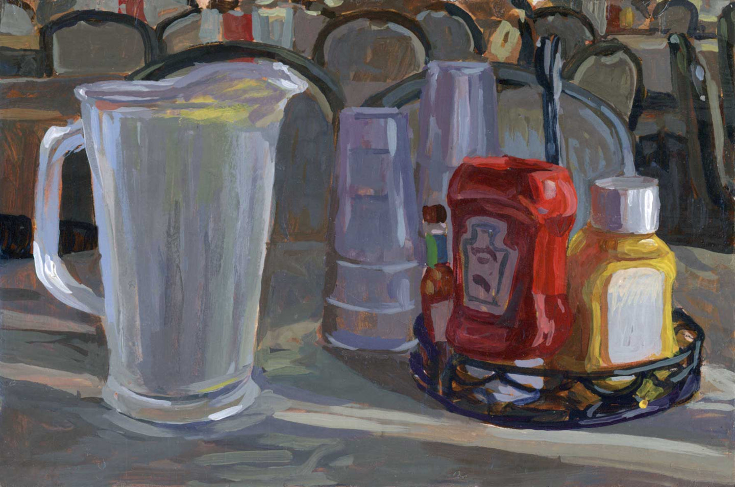 80. Diner Hall Condiments & Water Pitcher
