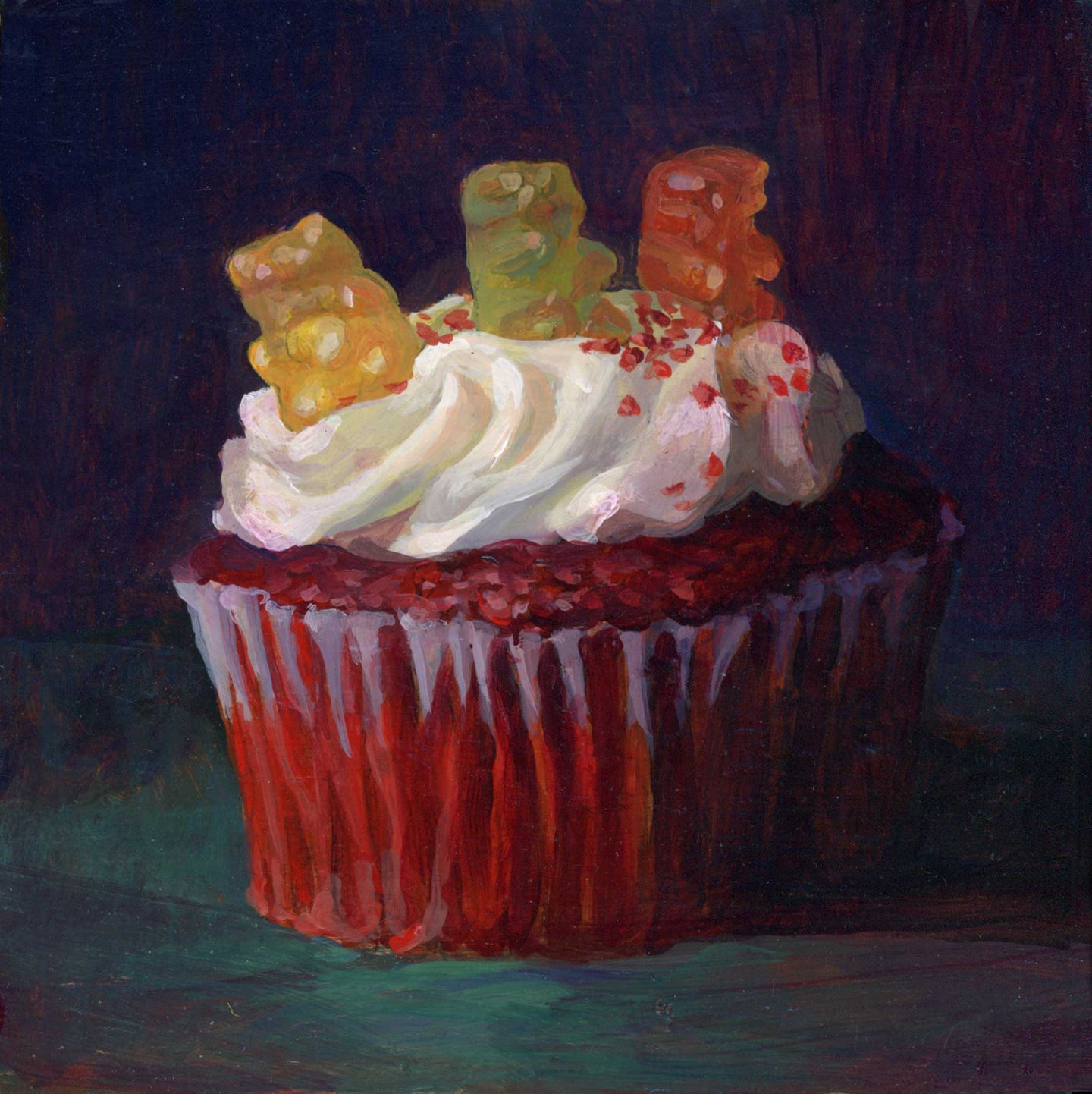 87. Gummy Bears on Red Velvet Cupcake