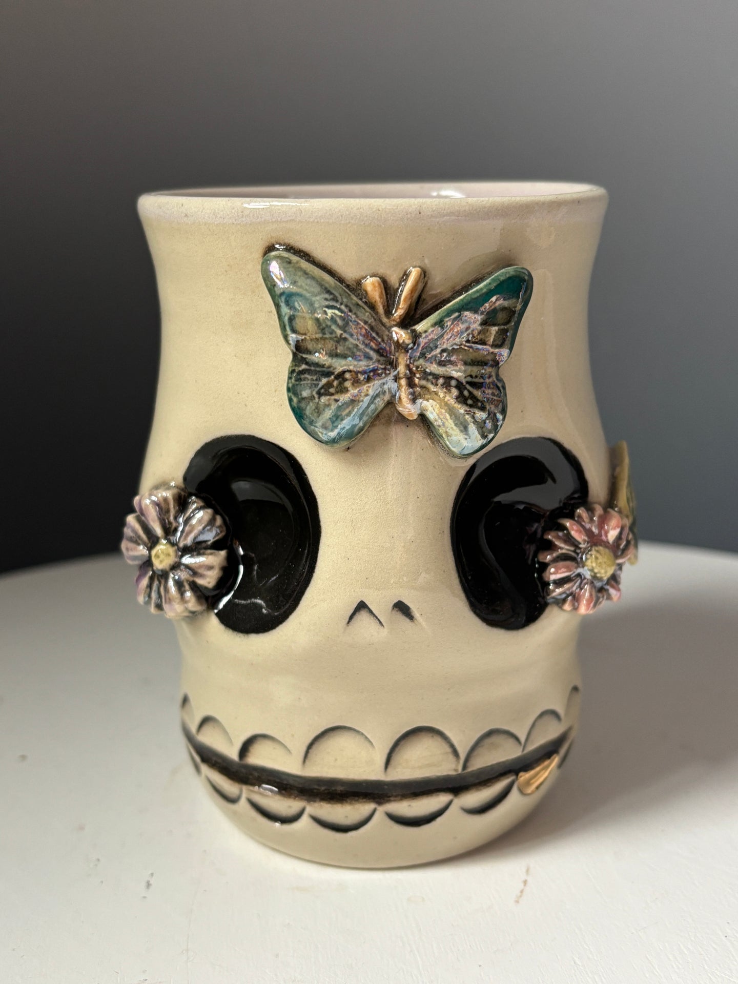 9. Skully Butterfly/Flower Tumbler