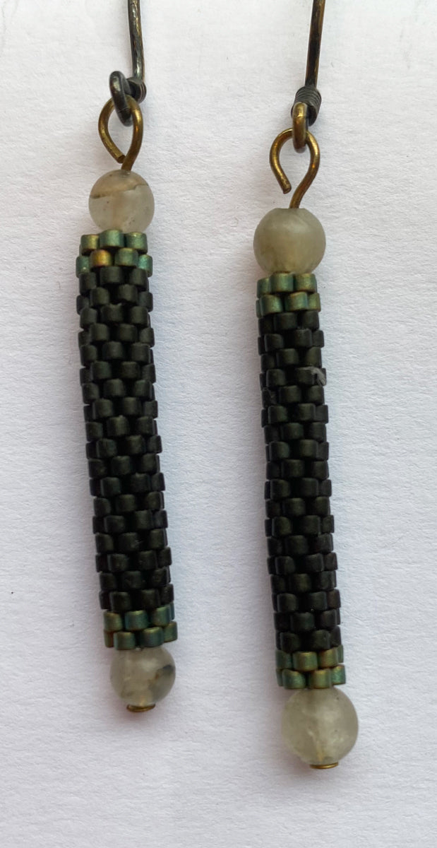 10. Forest Green Peyote Stitch Earring