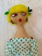 Load image into Gallery viewer, 12. Doll with Embroidered Red Skirt and Green Polka dot Blouse #1
