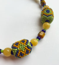 Load image into Gallery viewer, 16. Yellow/Green Peyote Stitch Beaded Bead Necklace
