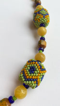 Load image into Gallery viewer, 16. Yellow/Green Peyote Stitch Beaded Bead Necklace
