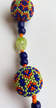 Load image into Gallery viewer, 18. Blue/Orange/Yellow Peyote Stitch Beaded Bead Necklace
