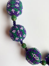 Load image into Gallery viewer, 12. Green/Purple Peyote Stitch Beaded Bead Necklace
