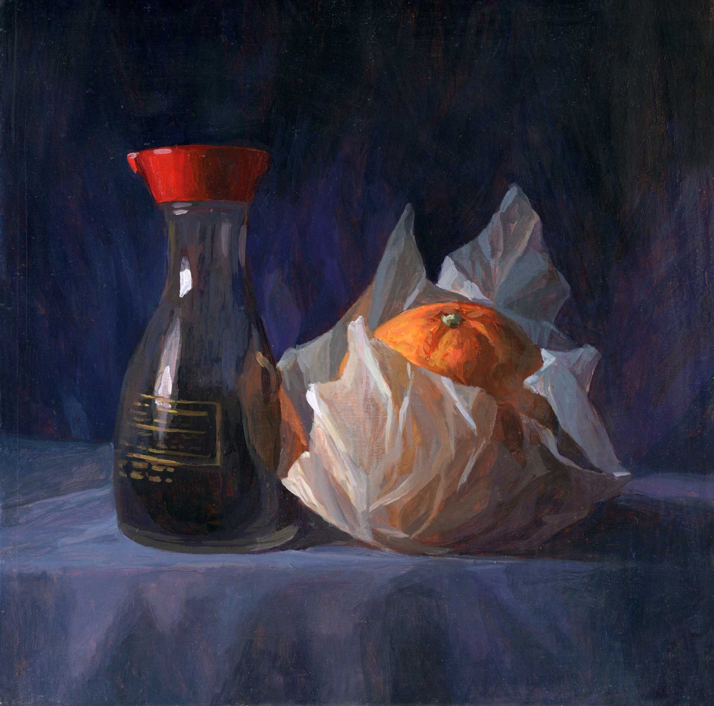 53. Soy Sauce Bottle and Orange in Wax Paper