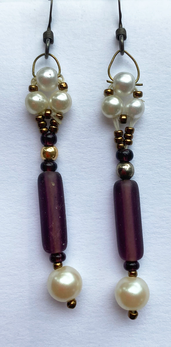 5. Pearls with Purple Bead Earring