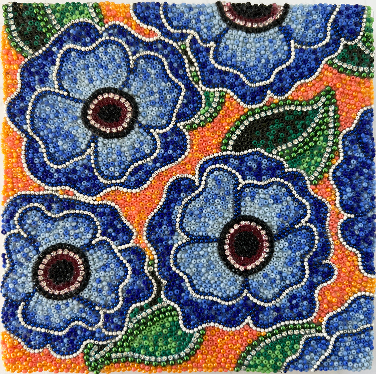 20. Blue Flowers on Orange