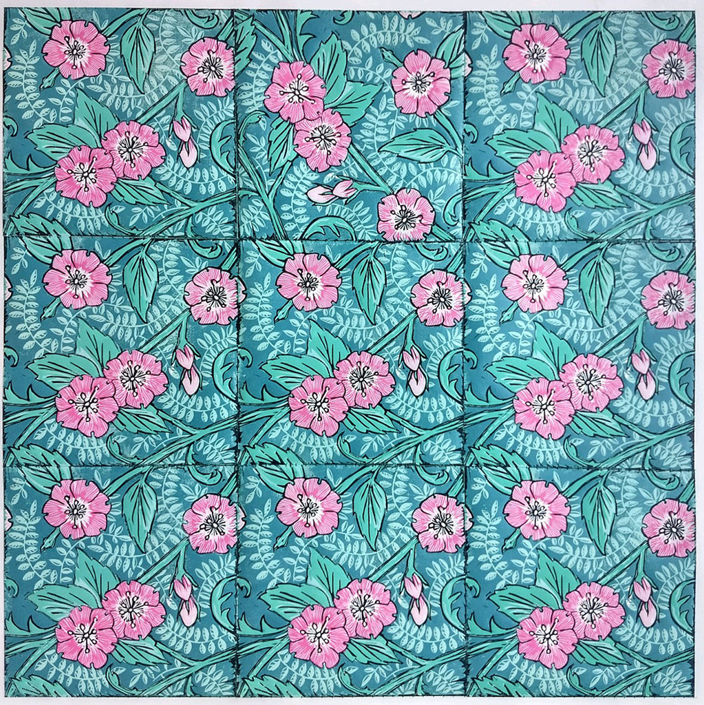 19. Flowers & Teal (9 Panels Sewn)