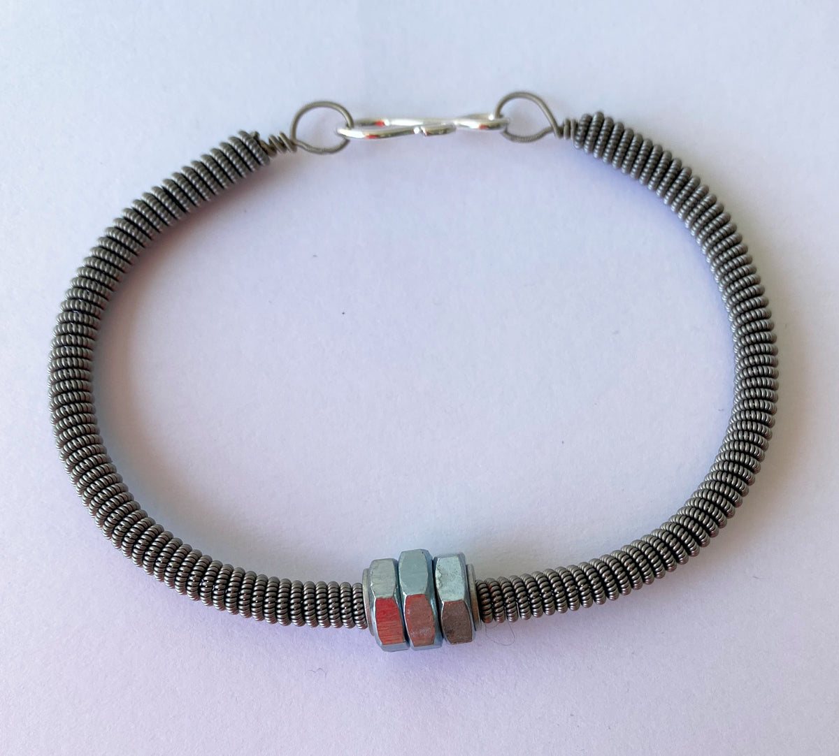 57. Stainless Steel Guitar String with Bolts Bracelet