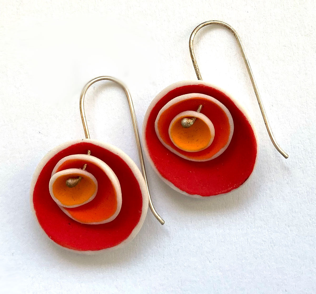 16.  Red to Orange Triple Nested Earring