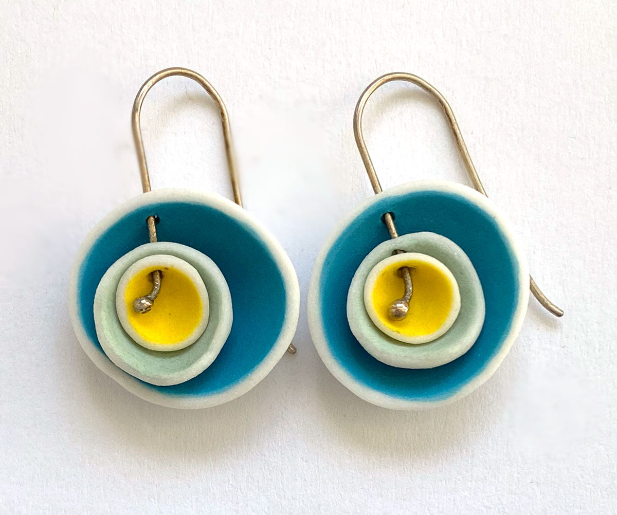 17.  Blue to Yellow Triple Nested Earring