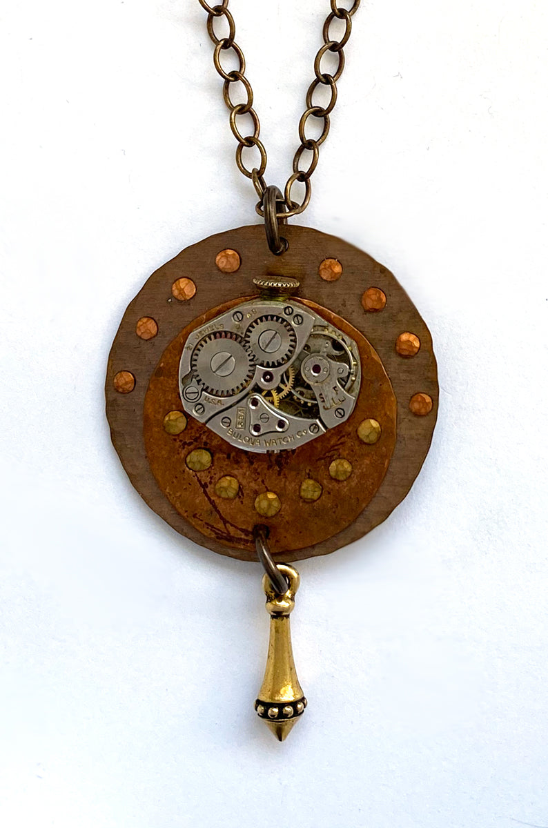 27. Necklace: Copper, Brass & Vintage Watchworks